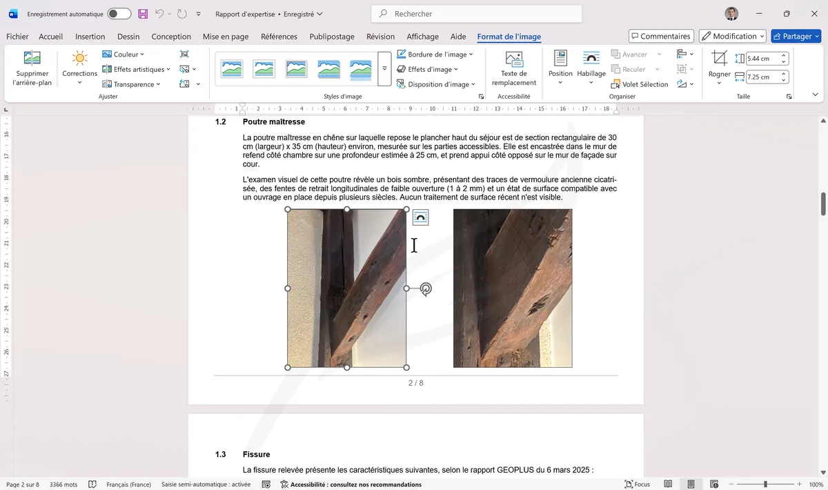 Groupe Taille dans l'onglet Format de l'image