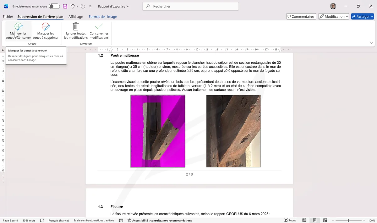 Mode suppression d'arrière-plan avec fond magenta