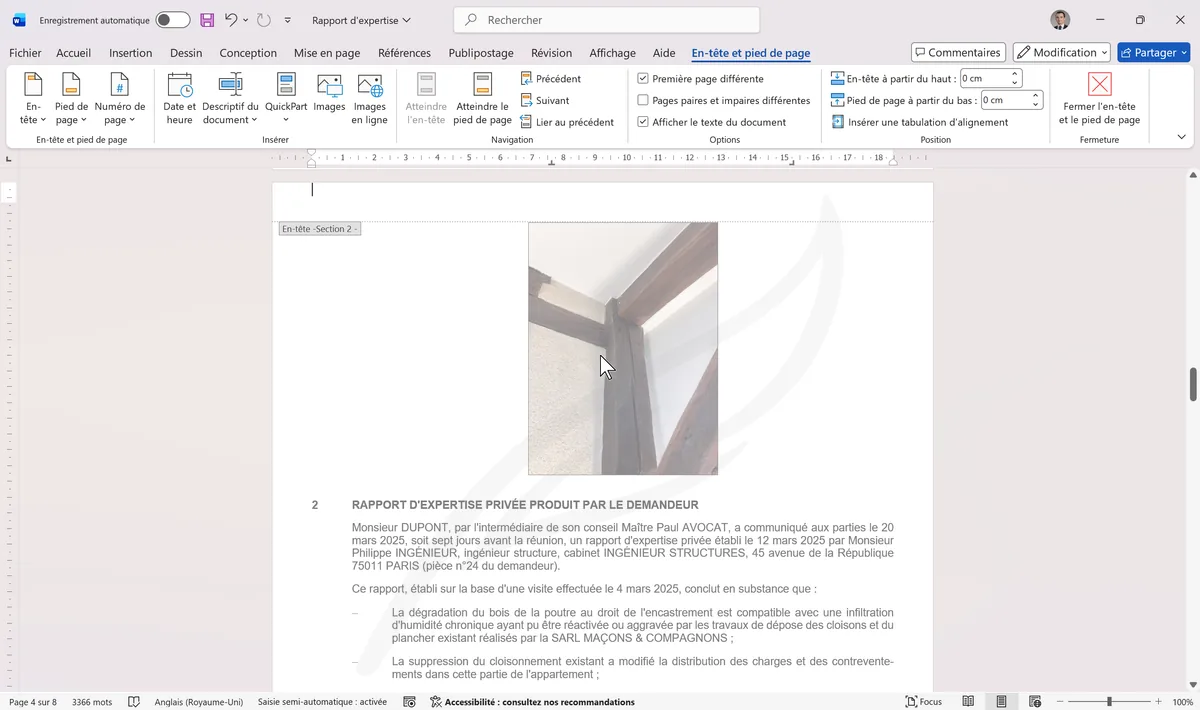 Bouton Lier au précédent désactivé