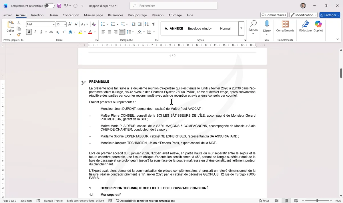 Document avec pages portrait et paysage mélangées