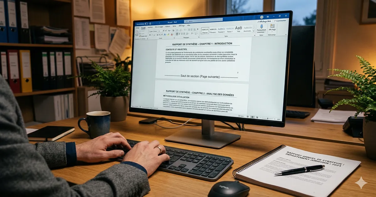 Sections Word : en-têtes et numérotation différents par partie